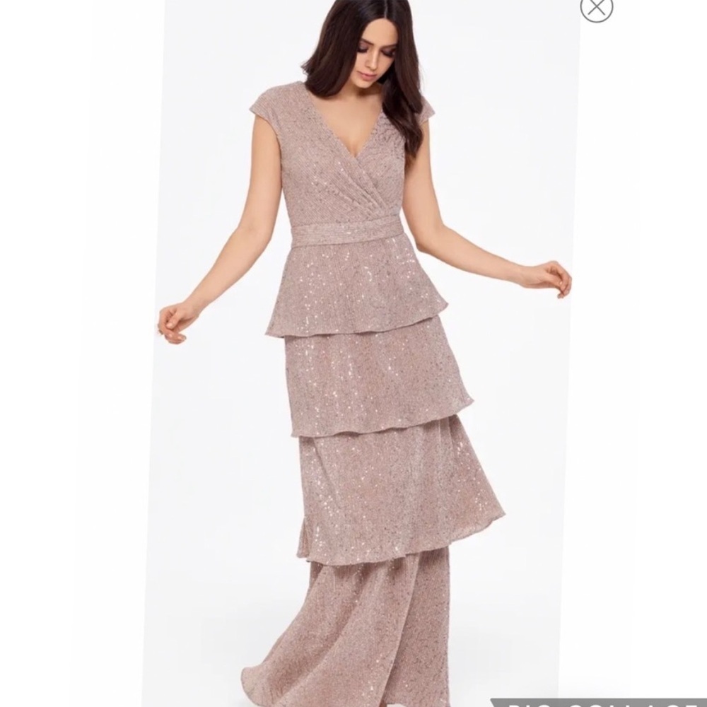 Womens XSCAPE Sequin Embellished Tiered Gown